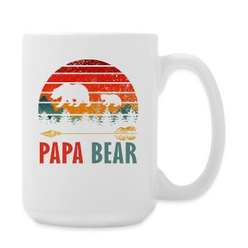 Papa Bear Vintage Retro Father Husband Family Gift - Large Mug 440 ml - white - Right