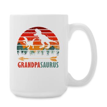Grandpasaurus Grandpa Dinosaur Funny Family Gift - Large Mug 440 ml - white - Right