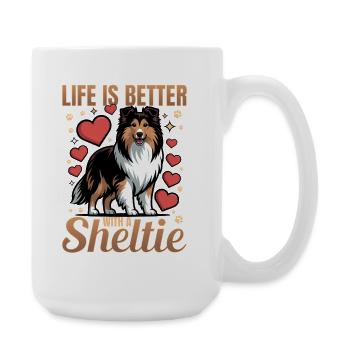 Chien Shetland Sheltie Race - Grande tasse 440 ml - blanc - Droite