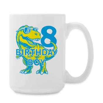 DINO 8 JAHRE DINOSAURIER 8. GEBURTSTAG - Große Tasse 440 ml - Weiß - Rechts