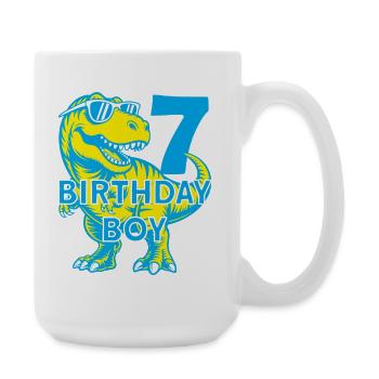 DINO 7 JAHRE DINOSAURIER 7. GEBURTSTAG - Große Tasse 440 ml - Weiß - Rechts