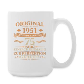 75. Geburtstag Jahrgang 1951 Geschenk - Große Tasse 440 ml - Weiß - Rechts