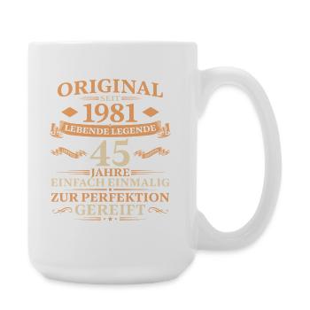 45. Geburtstag Jahrgang 1981 Geschenk - Große Tasse 440 ml - Weiß - Rechts