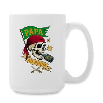 Papa Au Rhum Pirate Crâne Humour Fête Des Pères - Grande tasse 440 ml - blanc - Droite
