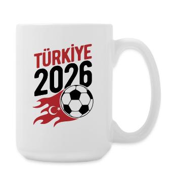 Türkiye 2026 Fußball Flamme mit Flagge - Große Tasse 440 ml - Weiß - Rechts