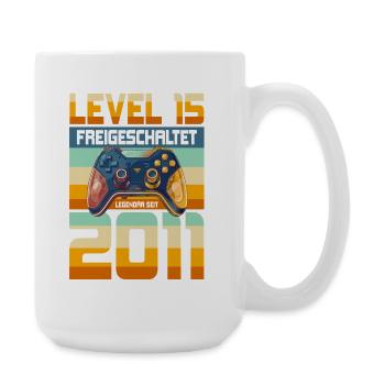 15. Geburtstag Junge Mädchen 2011 Gaming Level 15 - Große Tasse 440 ml - Weiß - Rechts