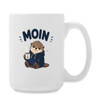 Moin Otter with Coffee Pullover Hoodie - Large Mug 440 ml - white - Right