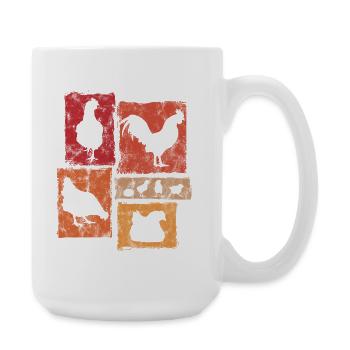 Chickens in perspective for farmer and farm - Large Mug 440 ml - white - Right
