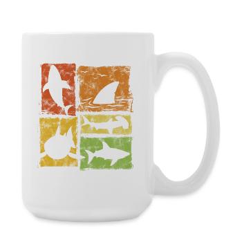 Hai Vintage Silhouetten Grafik - Große Tasse 440 ml - Weiß - Rechts