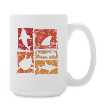 Silhouettes de requins en perspective Graphique - Grande tasse 440 ml - blanc - Droite