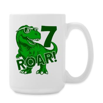 DINO 7 JAHRE DINOSAURIER 7. GEBURTSTAG - Große Tasse 440 ml - Weiß - Rechts