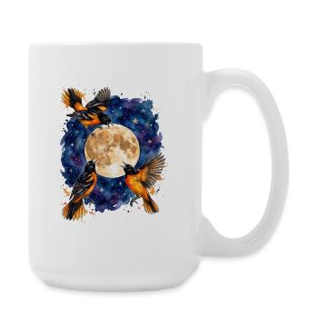 Moonlit night robins in a sea of stars - Large Mug 440 ml - white - Right