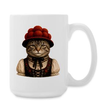 Schwarzwald Katze mit Bollenhut - Große Tasse 440 ml - Weiß - Rechts