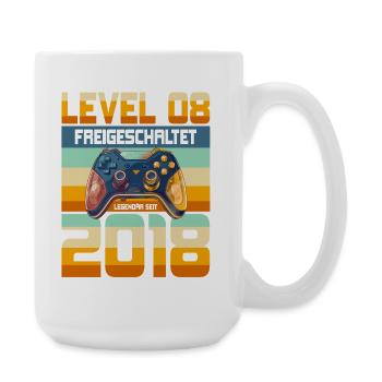 8. Geburtstag Junge Mädchen 2018 Gaming Gamer - Große Tasse 440 ml - Weiß - Rechts