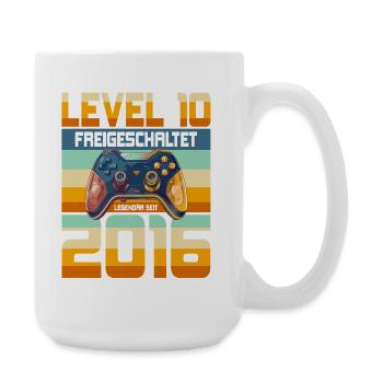 10. Geburtstag Junge Mädchen 2016 Gaming Level 10 - Große Tasse 440 ml - Weiß - Rechts