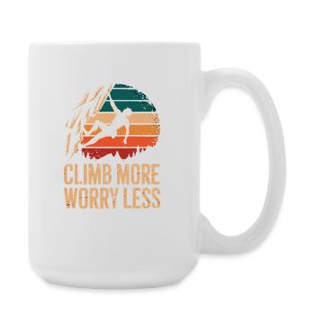  Climb More Worry Less Retro Klettern Bouldern - Große Tasse 440 ml - Weiß - Rechts