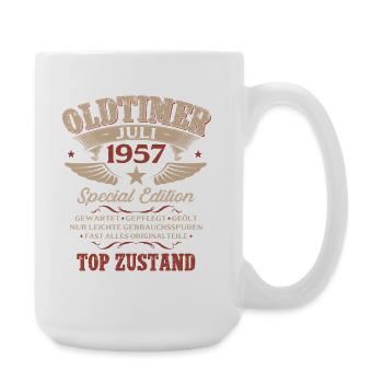 69. Geburtstag Geschenk Mann Oldtimer Juli 1957 - Große Tasse 440 ml - Weiß - Rechts