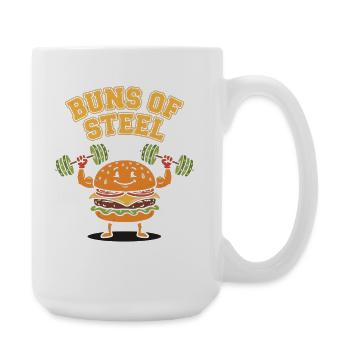 Buns of Steel – Hamburger Kraft Gym Fitness - Große Tasse 440 ml - Weiß - Rechts