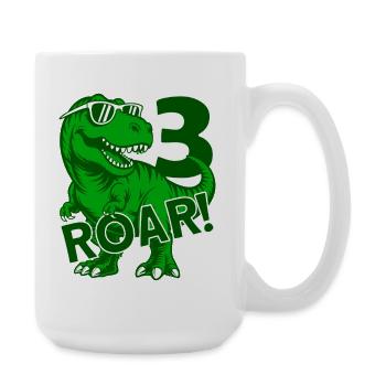 DINO 3 JAHRE DINOSAURIER 3. GEBURTSTAG - Große Tasse 440 ml - Weiß - Rechts