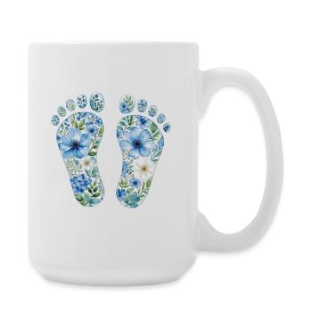 Baby Füße aus Blumen- personalisierbar - Große Tasse 440 ml - Weiß - Rechts