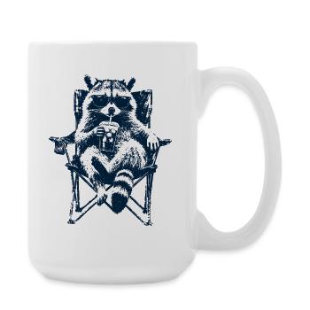 Camping raccoon with iced coffee - Large Mug 440 ml - white - Right