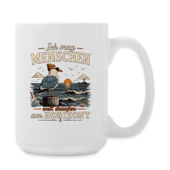 Möwe Ich mag Menschen am Horizont - Große Tasse 440 ml - Weiß - Rechts