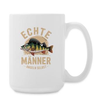  Echte Männer Angeln Selbst Lustiger Angler Spruch - Große Tasse 440 ml - Weiß - Rechts