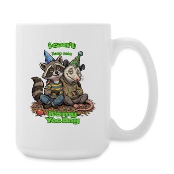 Raccoon Party Yes Day - Large Mug 440 ml - white - Right