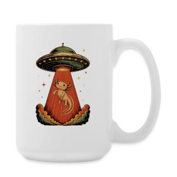 Axolotl UFO Abduction Retro Vintage Space Art - Large Mug 440 ml - white - Right