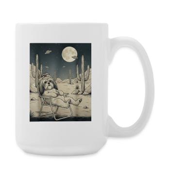 Chien du désert Maltipoo au clair de lune - Grande tasse 440 ml - blanc - Droite