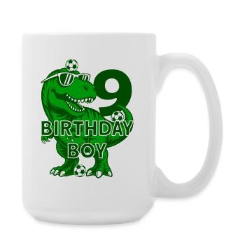 9 YEARS BIRTHDAY BOY FOOTBALL 9TH BIRTHDAY - Large Mug 440 ml - white - Right