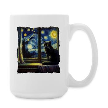 Nuit étoilée du chat noir - Grande tasse 440 ml - blanc - Droite