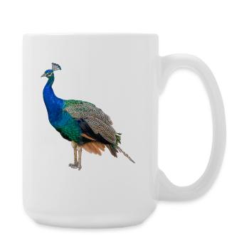 Paon bleu, naturel, photographie - Grande tasse 440 ml - blanc - Droite