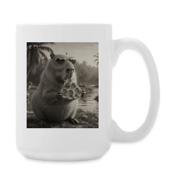 Pizza Capybara avec lunettes de soleil - Grande tasse 440 ml - blanc - Droite