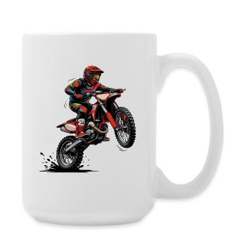 Motocross racer in sprint - Large Mug 440 ml - white - Right