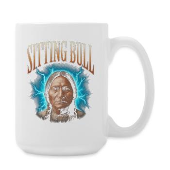 Sitzender Bulle  - Große Tasse 440 ml - Weiß - Rechts