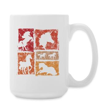 Unicorns – vintage style with stars - Large Mug 440 ml - white - Right