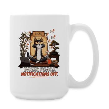 Zen Cat Meditates Amid Notifications - Large Mug 440 ml - white - Right