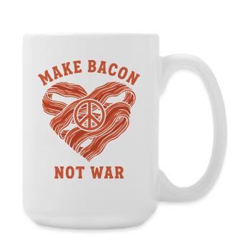 Breakfast Make Bacon Not War Funny Brunch Coffee - Large Mug 440 ml - white - Right