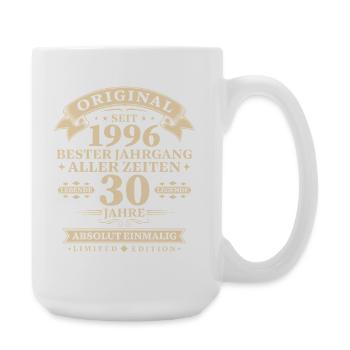 Original 1996 Bester Jahrgang 30. Geburtstag - Große Tasse 440 ml - Weiß - Rechts