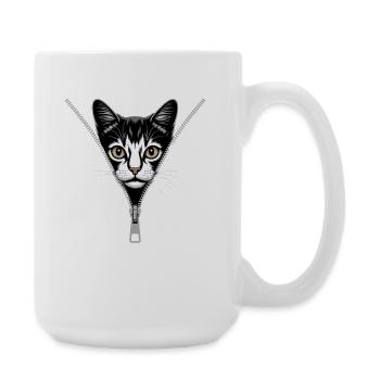 Fermeture éclair pour chat Maman de chat Chat mignons Chats - Grande tasse 440 ml - blanc - Droite