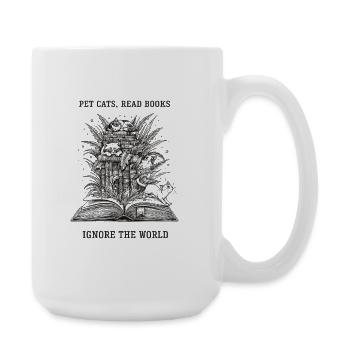 Pet Cats Read Books Ignore The World Cat Book - Large Mug 440 ml - white - Right