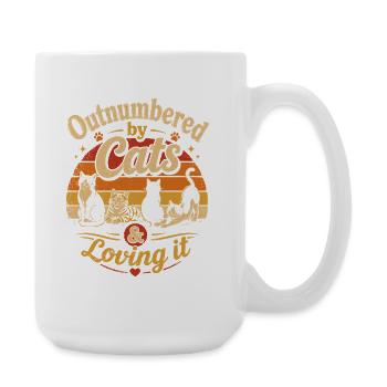 Outnumbered by Cats & Loving It - Large Mug 440 ml - white - Right