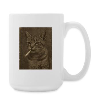 Chat chat avec une cigarette - Grande tasse 440 ml - blanc - Droite
