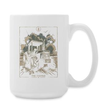 The Farmer Tractor Vintage Illustration - Large Mug 440 ml - white - Right