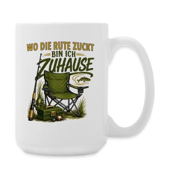 Wo Die Rute Zuckt Bin Ich Zuhause Angler - Große Tasse 440 ml - Weiß - Rechts