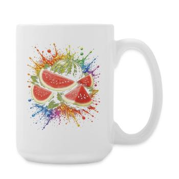 Pastèque Multicolore Splash Art - Grande tasse 440 ml - blanc - Droite
