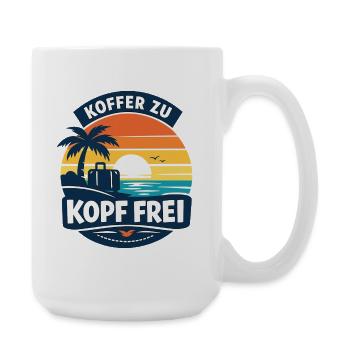 Koffer zu Kopf frei Urlaub am Meer - Große Tasse 440 ml - Weiß - Rechts
