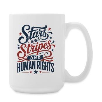 Human Rights Stars Stripes Retro Gift - Große Tasse 440 ml - Weiß - Rechts