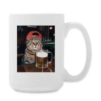 Chat, bière, mème, photo drôle - Grande tasse 440 ml - blanc - Droite